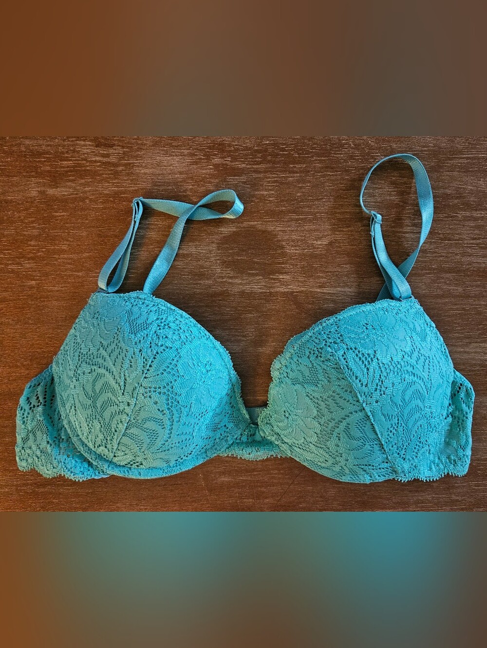 Turquoise Lace Bra Teal Push-Up Bra 34C Push Up Bra Honeydew Floral Lace Bra